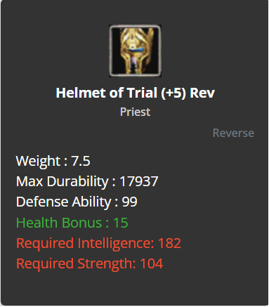 Helmet Of Trial +5 (Reverse)